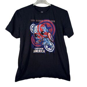 Pop Tees Marvel Captain America Mens Size  Large Black T-Shirt